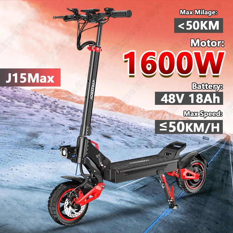 J15MAX Electric Scooter Adults 1600W Powerful Motor, 40-50 Max Range, Top 31 MPH, E Scooter W/Front/back Suspension for,10" Tire Ürün ana görseli