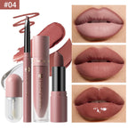 4pcs/Set Long Lasting Waterproof Lip Makeup Kit - Soft Smooth Creamy Lipliner Lipstick & lip gloss lip oil Set