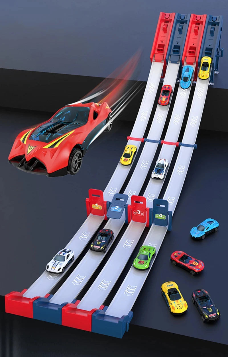 Kids Toy Racing Track Toy Vehicle with Alloy Car Slot Car Race Track Set Educational Game Boys Toys for 6 7 8-12 Years Boy Gifts