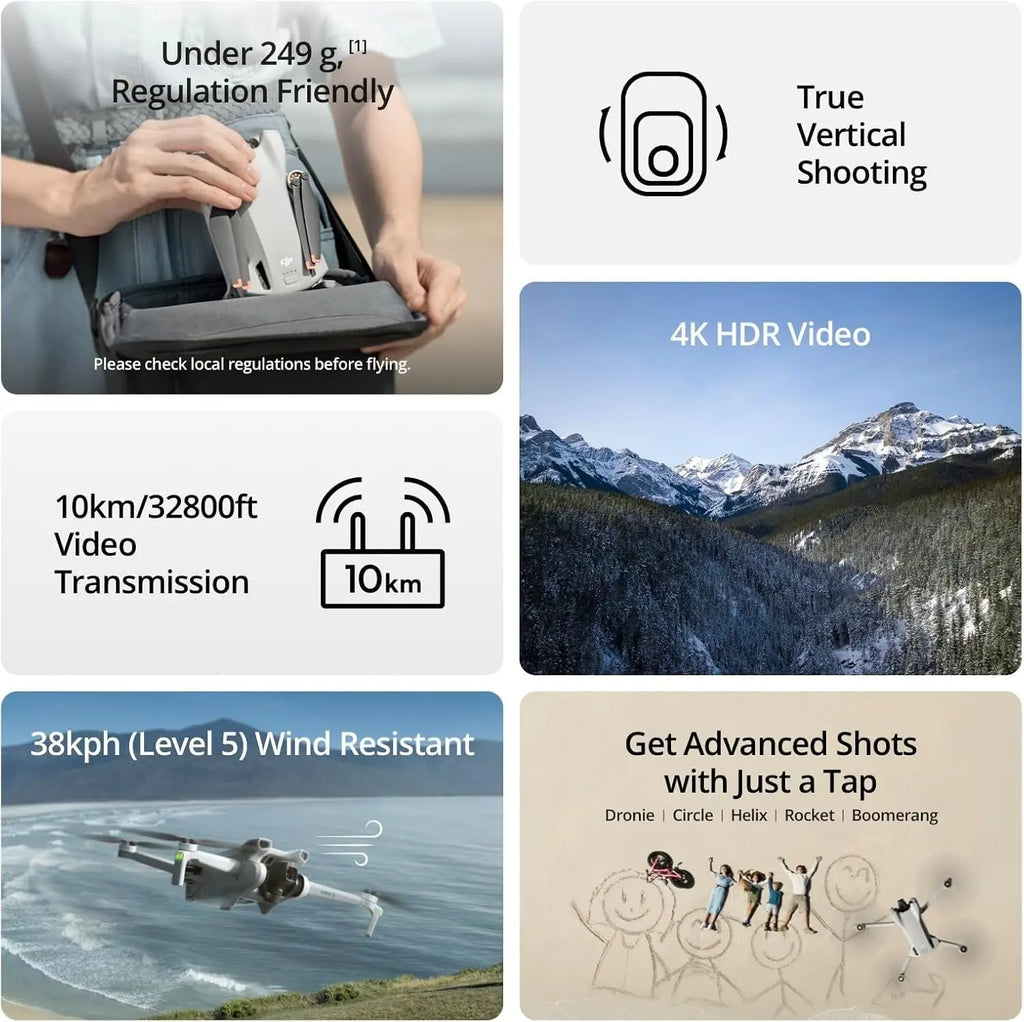 [EU STOCK] DJI Mini 3 Lightweight and Foldable Mini Camera Drone with 4K HDR Video 38 min Flight Time Real Vertical Shooting New Original C0