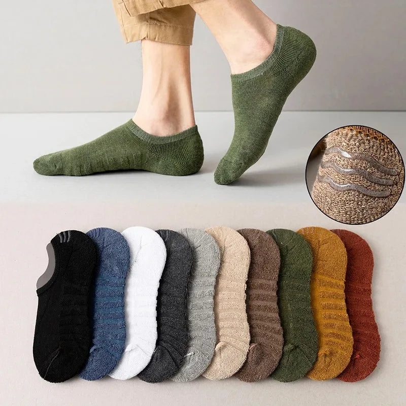 5 Pairs Men's Cotton Short Socks High Quality Crew Ankle Casual Soft Non-Slip Breathable Low-Cut Summer Autumn Socks for Men Ürün ana görseli