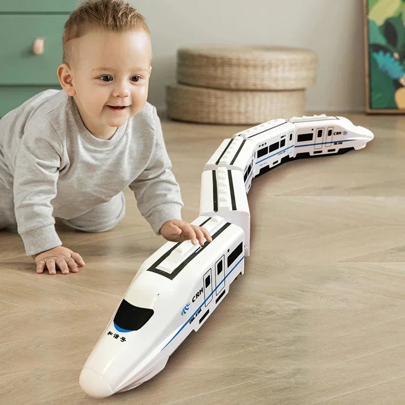 Kids DIY Simulation High Speed Railway Train Toy Electric Sound Light Model Train Track Set Toys for Children's Birthday Gift