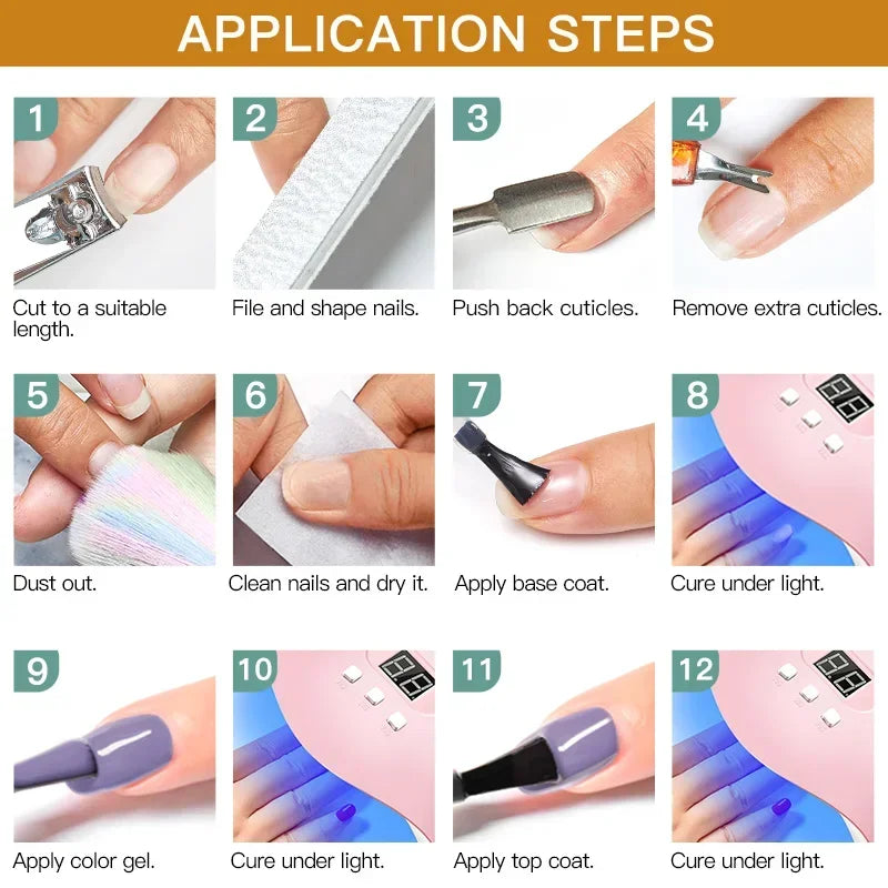 MTSSII 12pcs Gel Nail Polish Set Nude Pink Red Glitter Semi Permanent Soak Off  UV Gel Varnish Manicure Kit Nail Supplies DIY
