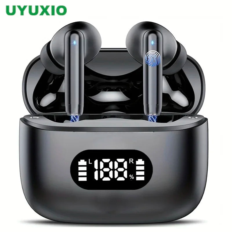 UYUXIO Wireless Earphone 40dB Noise Cancelling Bluetooth 5.3 Headphone ENC with LED Display HD TWS Earbuds Transparency Mode Ürün ana görseli