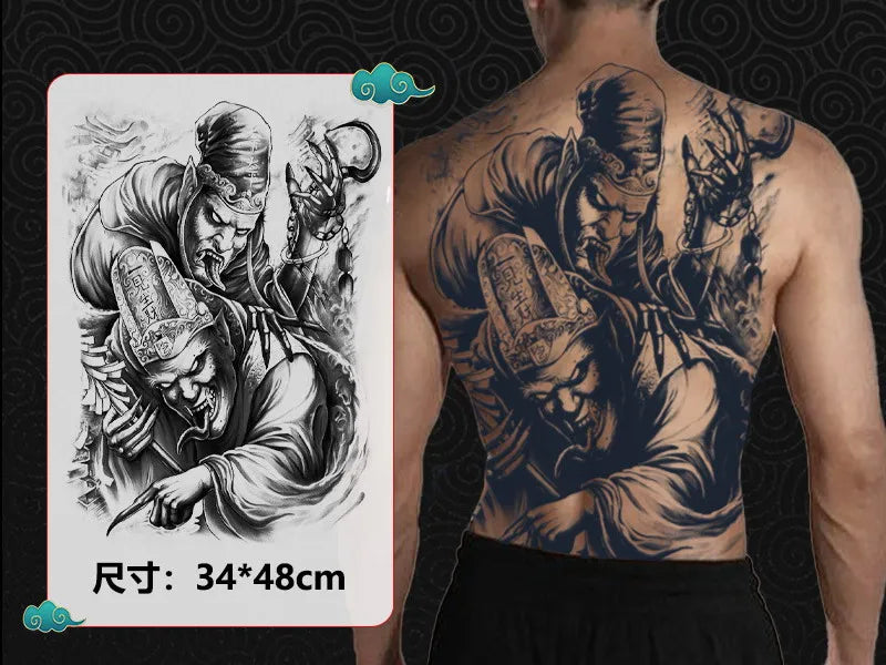 Magic Juice Ink Waterproof Tattoo Stickers Full Back Large Size Herbal Juice Temporary Tattoos Men Body Art Dragon Tiger