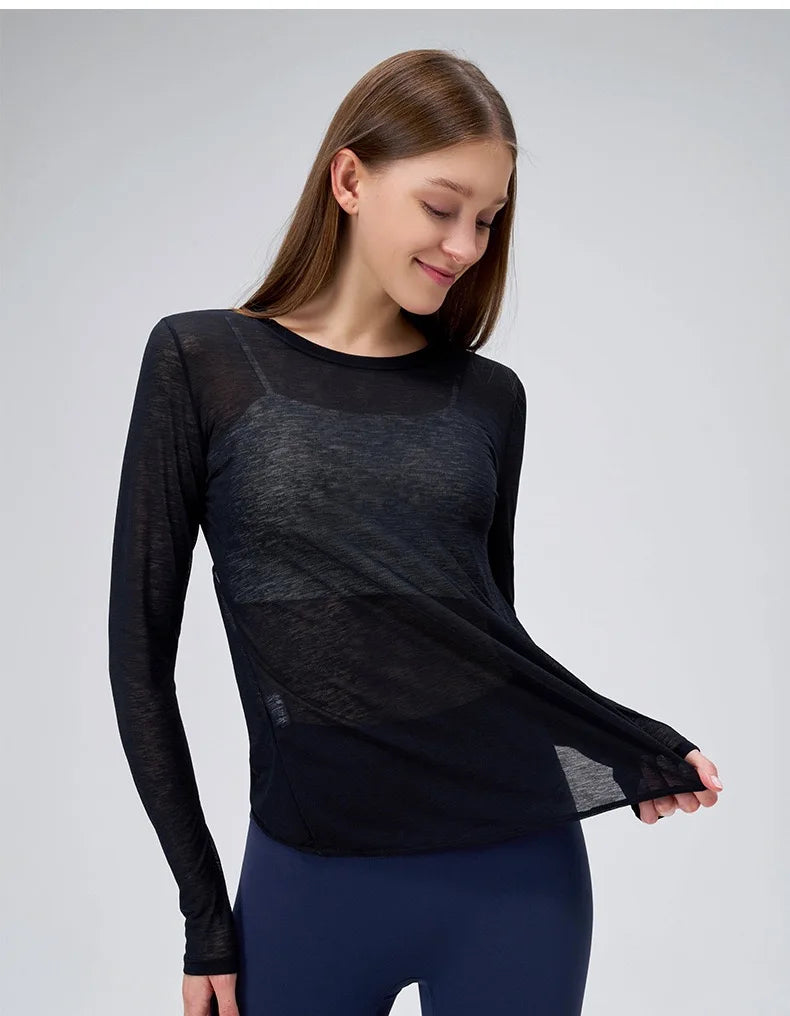 Yoga Suit Women's Long-sleeved Shirts Beautiful Back Sports Suit Tops Slim Loose Blouse Pilates Fitness Gym Suit Running Clothes