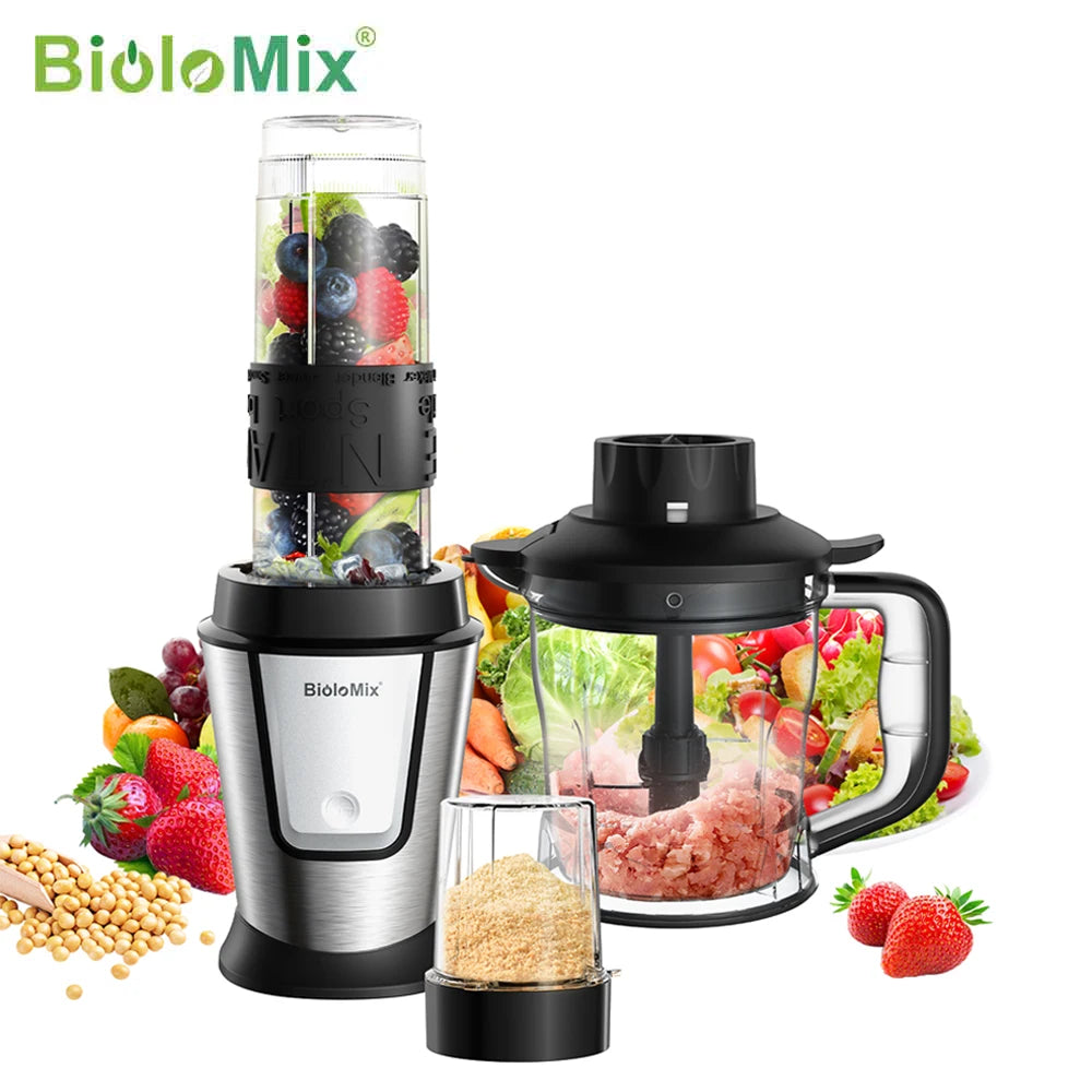 BioloMix 3-in-1 Multifunctional Food Processor 700W Portable Juicer Blender Personal Smoothie Mixer Food Chopper and Dry Grinder Ürün ana görseli
