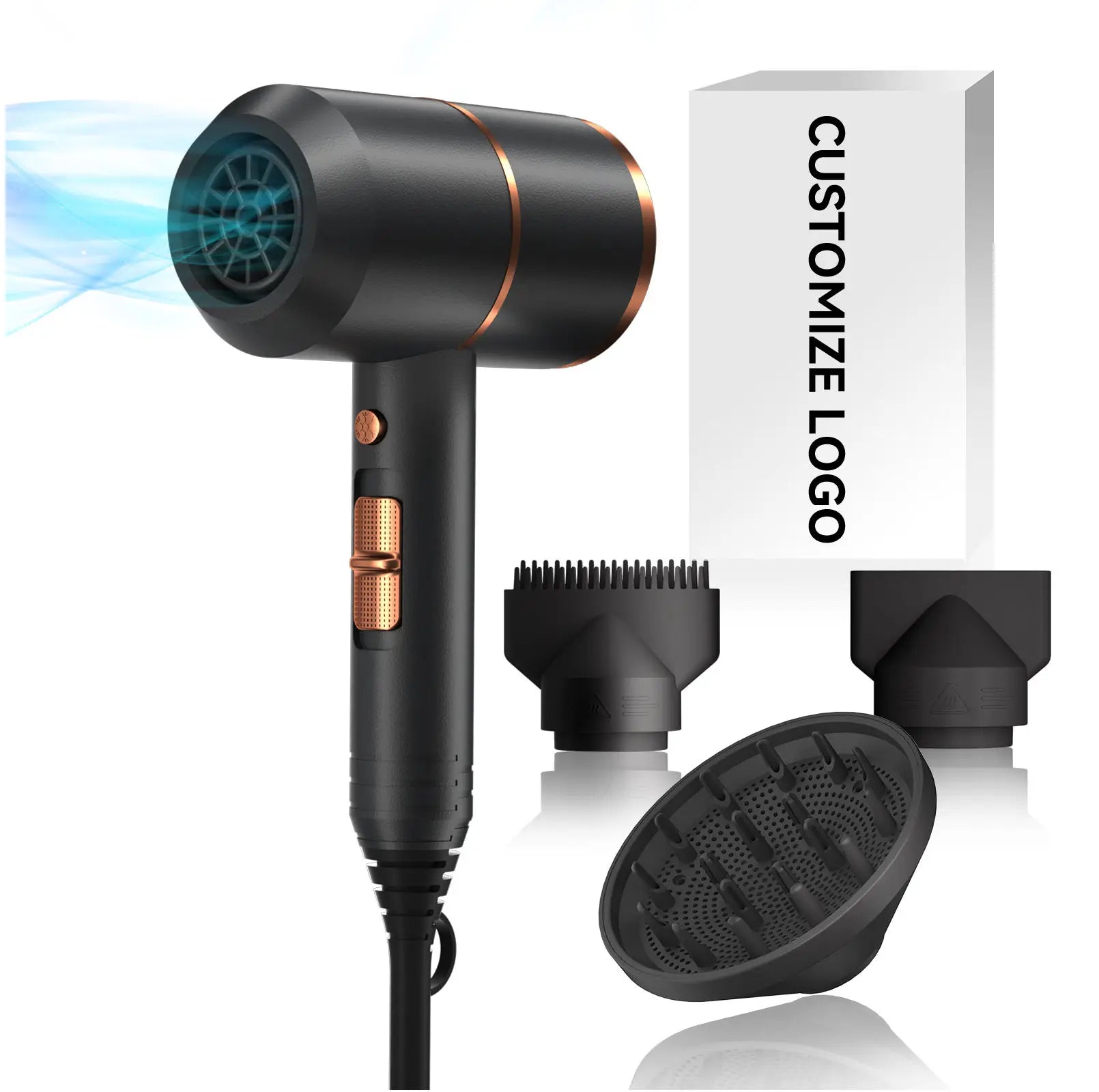 Professional Hand Blow Dryer Travel Home Use Powerful Ionic Barber Salon Equipment Hot Cold Wind Super Black One Step Hair Dryer Main image
