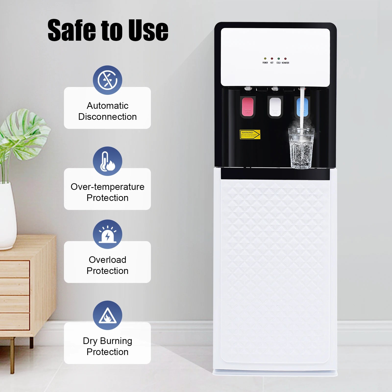 Bottom Loading Water Dispenser Versatile Freestanding Hot&cold Water Dispenser for Office, Home, Living Room White