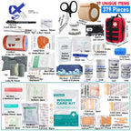379pcs Home Office First Aid Kit Portable Emergency Bag, Red Survival Carry-On for Outdoor Activities, Camping, Hunting, Hiking