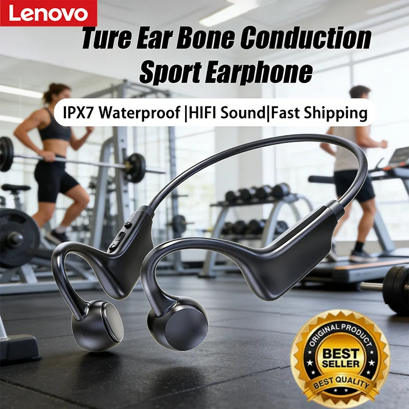 Lenovo Hot Real Bone Conduction Sport Headphone Wireless Earphone Bluetooth-Compatible Headset Hands-free with Mic for Running Ürün ana görseli
