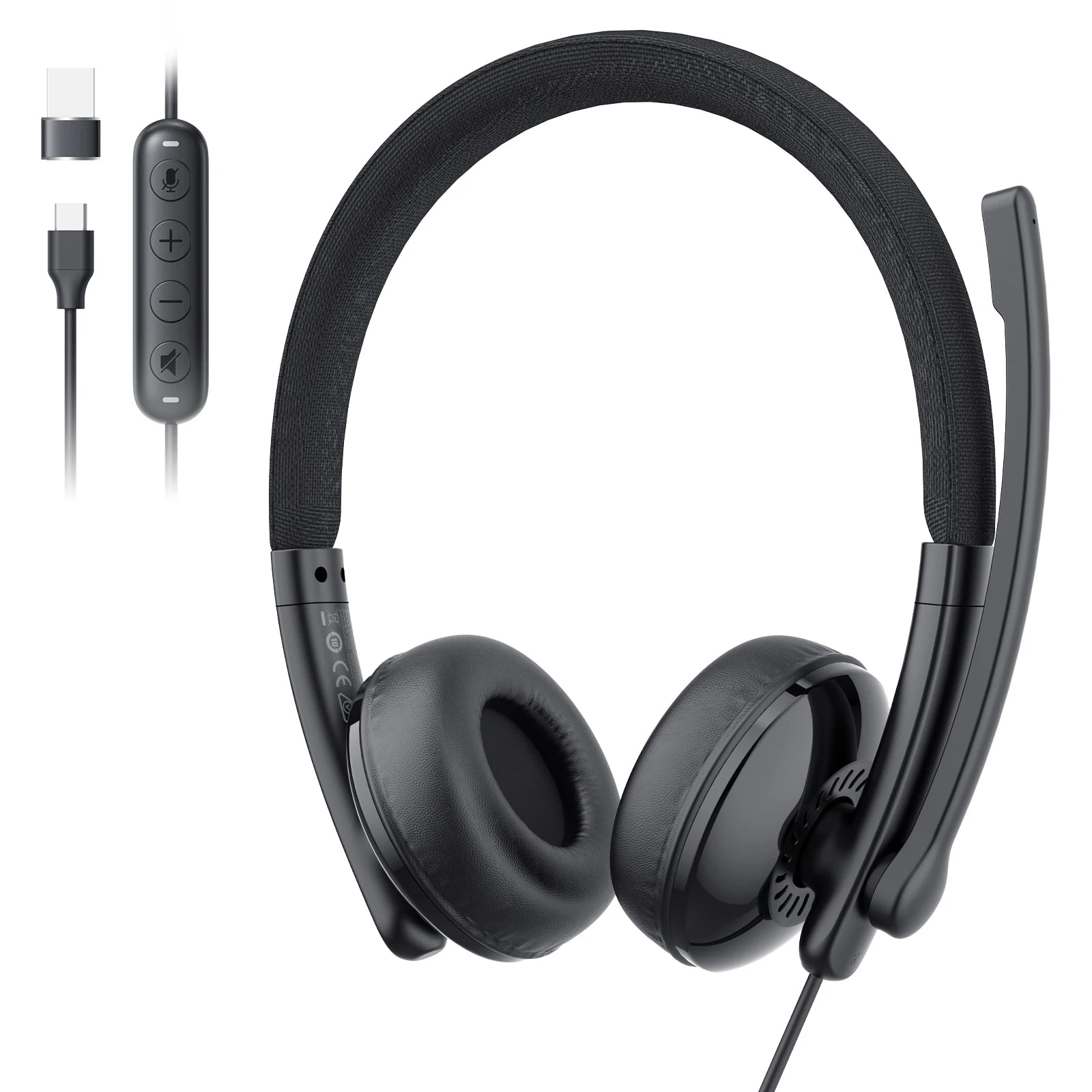 EMEET Wired Headset with Microphone Call Center USB Headphones ENC Noise Cancelling Office Cable Earphones for Phone/PC Computer