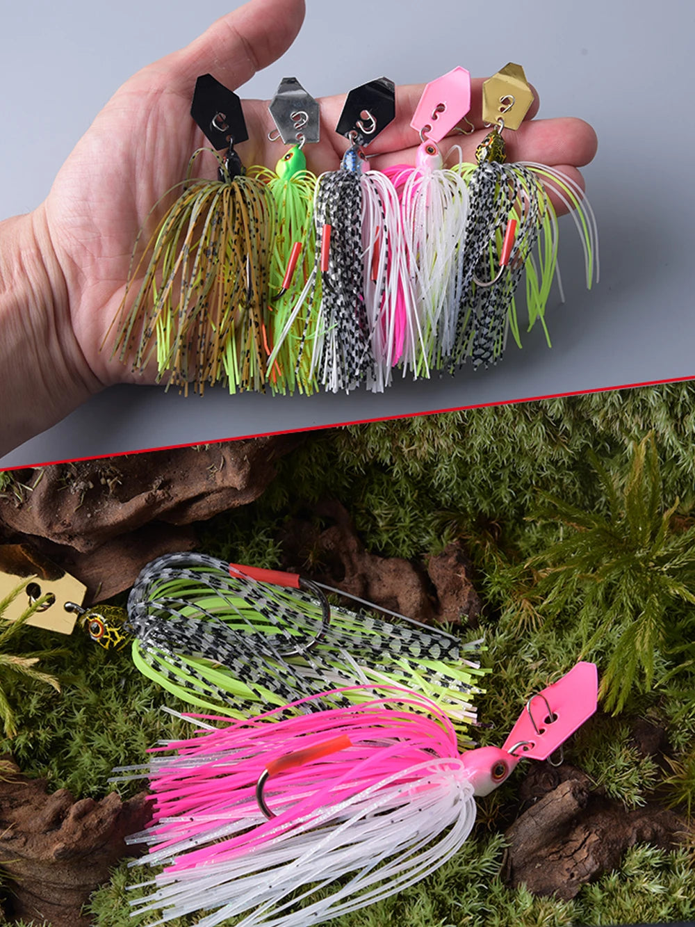 Spinner Bait 7g/9g/12g/14g/21g Fishing Lures Kit Set Pesca Chatter Weedless Metal Blade Rubber Jig Head Hook Wire Spinnerbait