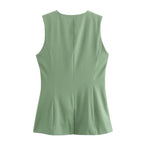 MUJER 2025 White Sleeveless Vest Women Button Summer Vests for Women Jacket Pink Vest Top Women Streetwear Women's Tailored Vest