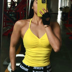 Longline Strappy Top Yoga Vest Woman Backless Tank Tops Sports Fitness Bras Running Workout Gym Halter