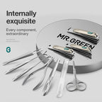 MR.GREEN Premium Manicure Set Professional-Grade Stainless Tools with Clean Lines & Travel-Ready Design Portable Case