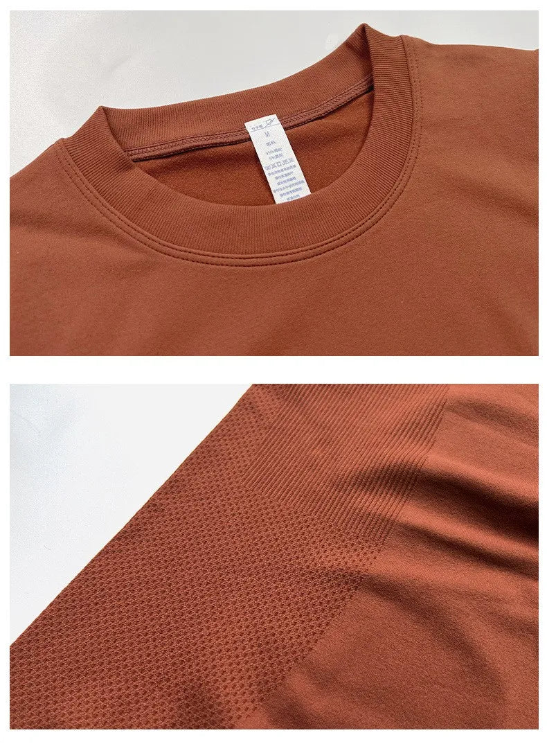 Women's Seamless Long Sleeve Fitness T-shirt Sports Elastic Yoga Gym Top Training Running Activewear Workout Shirt Pilates Tops