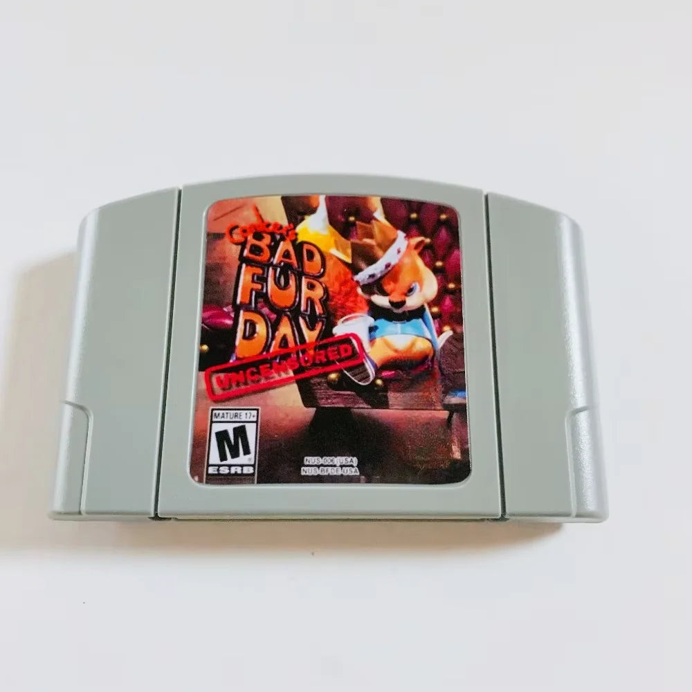 Conker's Bad Fur Day N64 Game Cassette US Version 64-bit English Language Uncensored Collectible Toy Gift for Gaming Enthusiasts