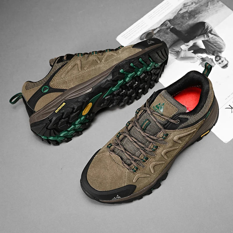 HIKEUP Leather Men Shoes for Men's Casual Shoes Fashion Waterproof Winter Luxury Designer Brand Work Boots Man Non-slip Sneakers