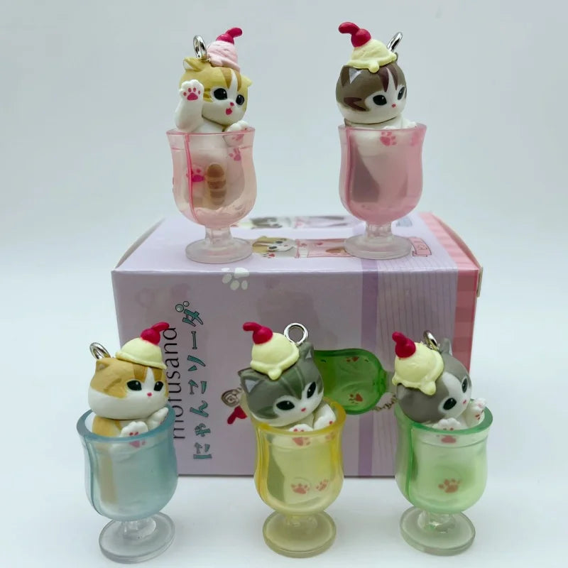 In Stock New Mofusand Cat Pudding Cold Drink Pendant Mini Figures Blind Box Anime Figures Ornaments Dolls Birthda Xmas Gifts Toy