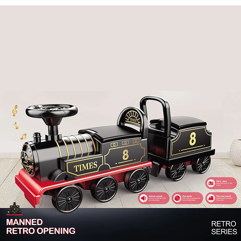 Kids Train Riding Toy Ailway Classical Electric Model Can Carry A Small Train Rail Car Children's Baby Walker Stroller Toys Boys