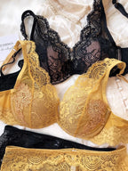 Full Lace Thin Cup Comfortable Young Girls Fashion Intimates, Wire Free Seamless Lingerie For Women Sexy Underwear Bra Pants