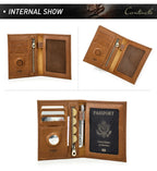 CONTACT'S Genuine Leather Passport Wallet Card Holder Coin Purse AirTag Slot Men Travel Wallet Women‘s Purse Passport Cover Bag