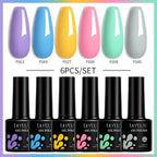 LILYCUTE 6PCS Gel Nail Polish Set Summer Neon Nail Gel Kits For DIY Nail Vernis Semi Permanent UV Lamp Gellak Nail Varnish Set