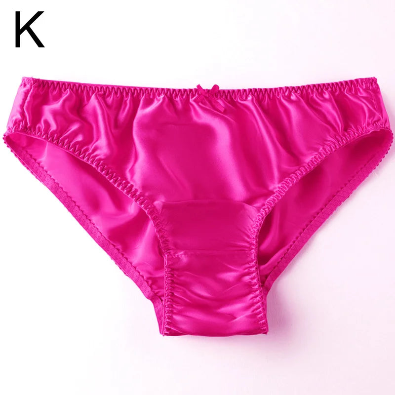 Women'S 100% Mulberry Silky Panties Fashion Lace Brief Large Size Comfortable Breathable Solid Color Lingerie Seamless Underwear