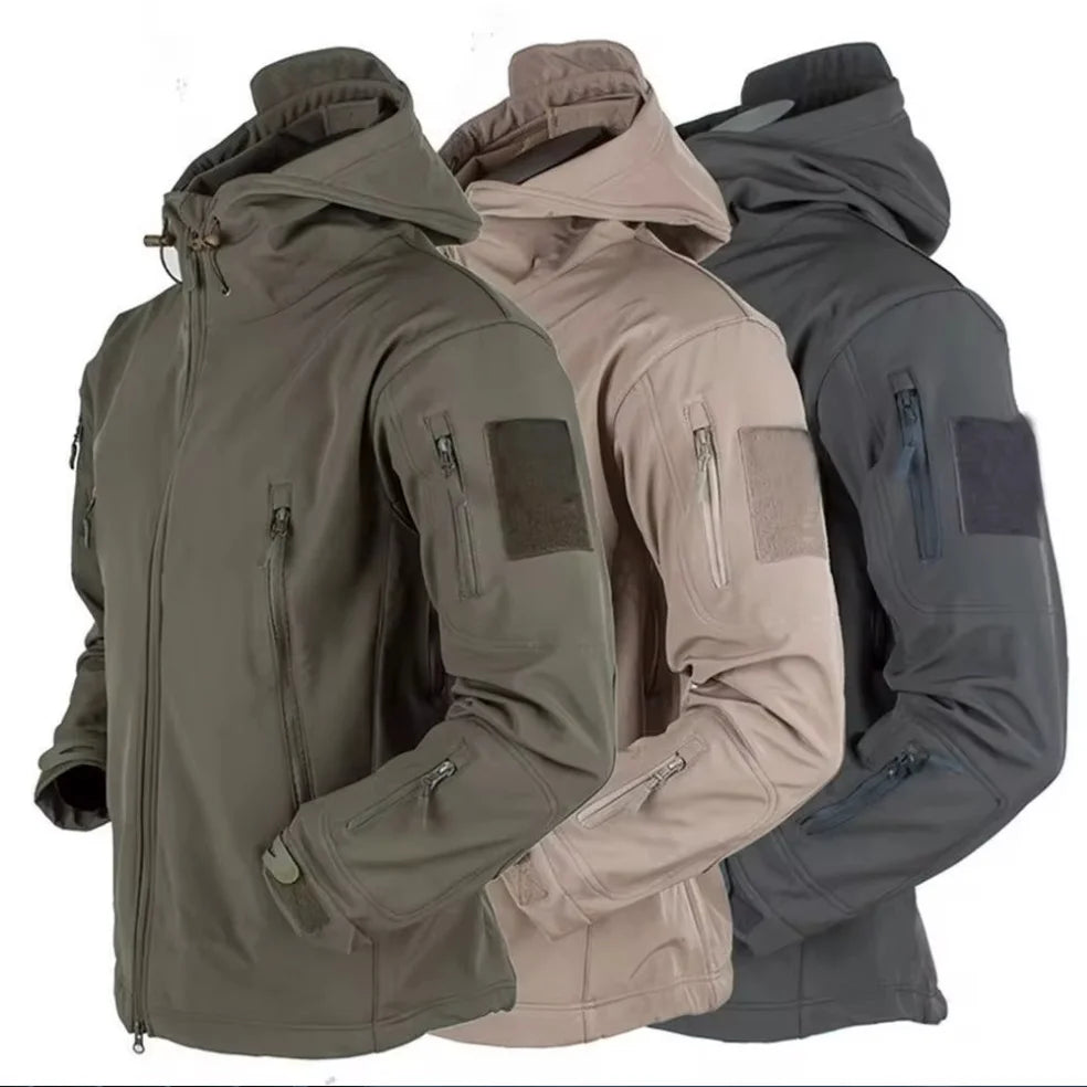 Military Shark Skin Soft Shell Jackets Men Tactical Windproof Waterproof jacket men Army Combat Jackets Mens Hooded Bomber Coats Ürün ana görseli