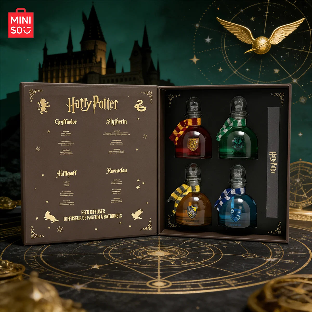 MINISO Harry Potter Series 4pcs Magic Academy Flameless Aroma Kit Cartridge Reed Diffuser Oil Air Freshener Fragrance set Ürün ana görseli
