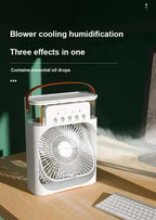 3 In 1 Mini Air Cooler Fan Portable Household Air Conditioner Humidifier LED Night Light For Home Office Desk Use25.5x18.5x8cm