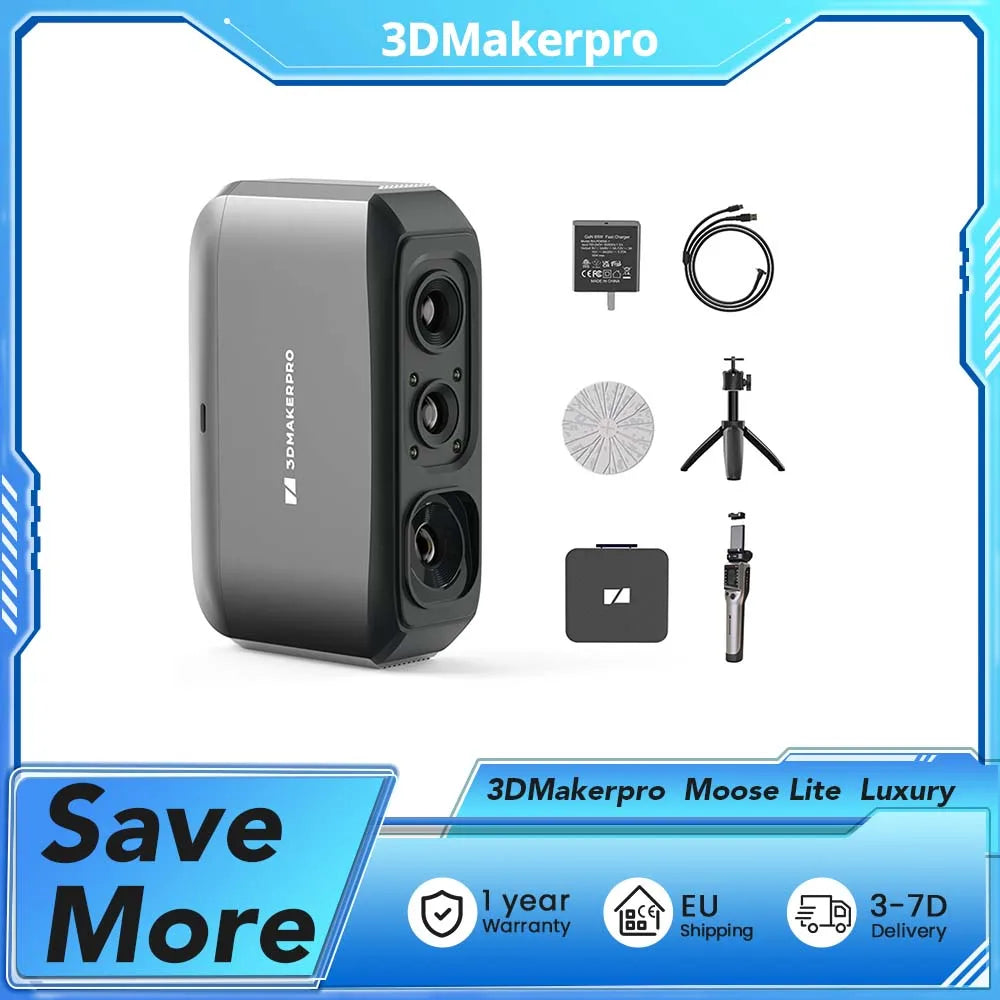 3DMakerpro Moose Lite 3D Scanner,Luxury, NIR Light Source,0.05mm Accuracy,24-bit Color Camera,10fps Frame Rate,Anti-Shake Lenses Ürün ana görseli