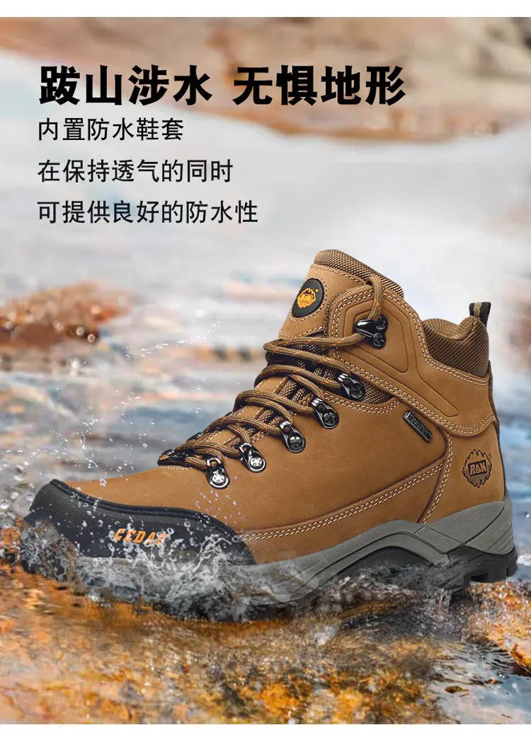 RAN Cow Leather Hiking Boots Men For men Outdoor Sport Walking Sneakers trekking Snow Shoes women Climbing Mountain Hunting boot