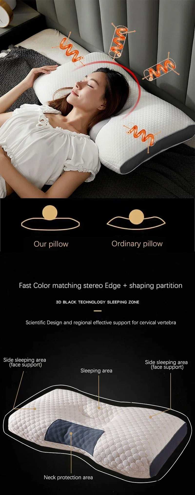 New Neck Pillow Help Sleep And Protect The Neck Cervical Orthopedic Soybean Fiber Massage Household SPA Pillow For Sleeping