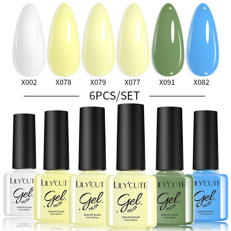 LILYCUTE Nail Gel Polish Set Pink Green Spring DIY Nail Art Design Long Lasting Soak Off UV Gel Manicure Painting Gel Vernis Kit