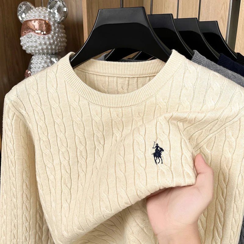 Luxury Men's Brand Spring High Quality Knit Sweater Round Neck Jacquard Embroidery Long Sleeves Pullover Leisure Fashion Men's C Ürün ana görseli