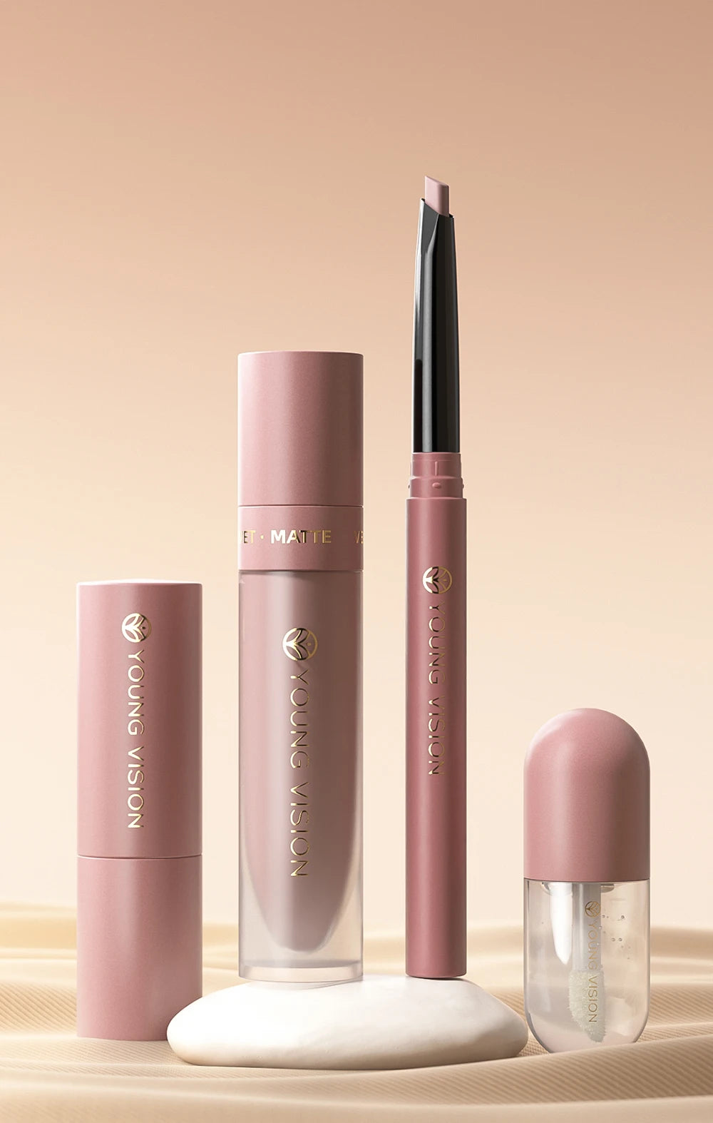 4pcs/Set Long Lasting Waterproof Lip Makeup Kit - Soft Smooth Creamy Lipliner Lipstick & lip gloss lip oil Set