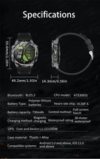 Smart Watch for Men GPS Offline Maps 2G ROM 10ATM Waterproof Heart Rate Diving Skiing Hiking Rugged Durable Smartwatch Men Women