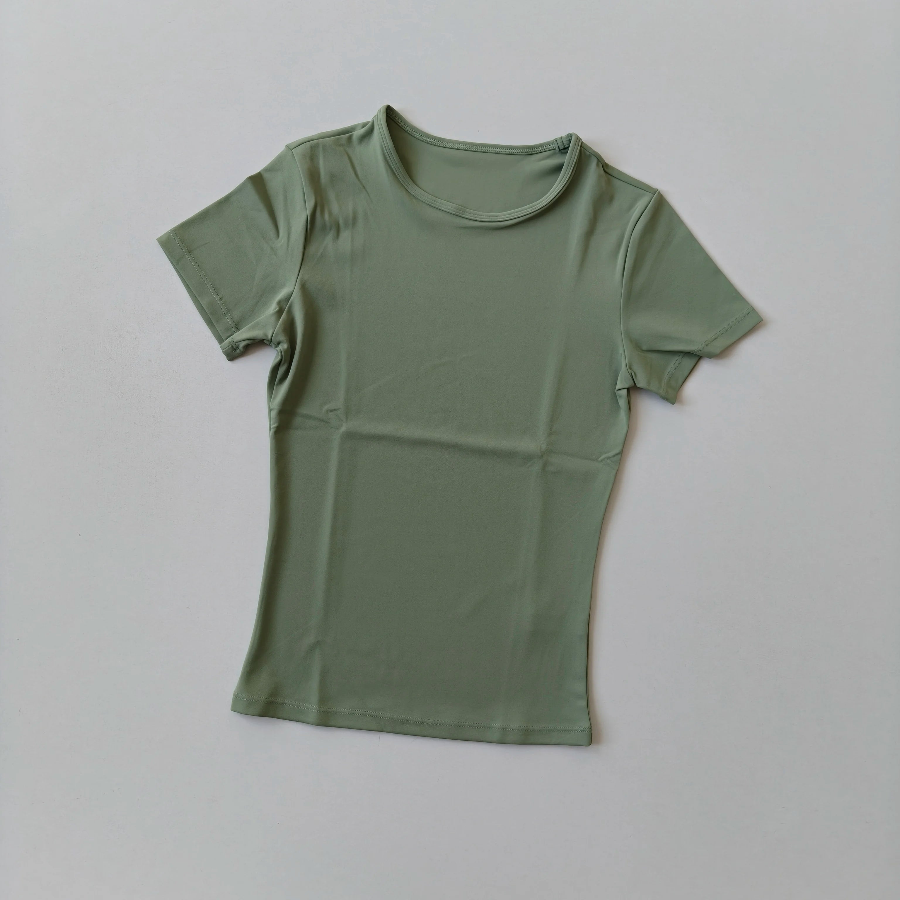 Nude-sensing Solid Color Yoga Clothes for Short-sleeved Women's Quick-drying Elastic Tight T-shirt Fitness Clothes Top Clothing