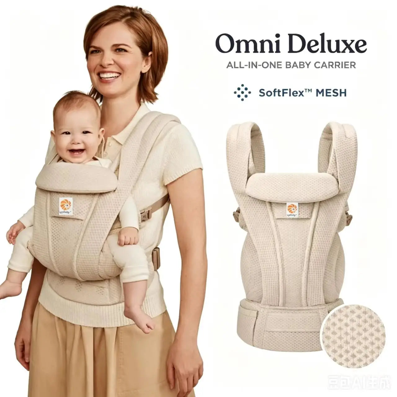 Omni Delux Baby Carrier Ergonomic Kid Kangaroo Infant All Positions Sling Wrap Cool Air Mesh Cotton Backpack 0-36 Months Egobaby Ürün ana görseli
