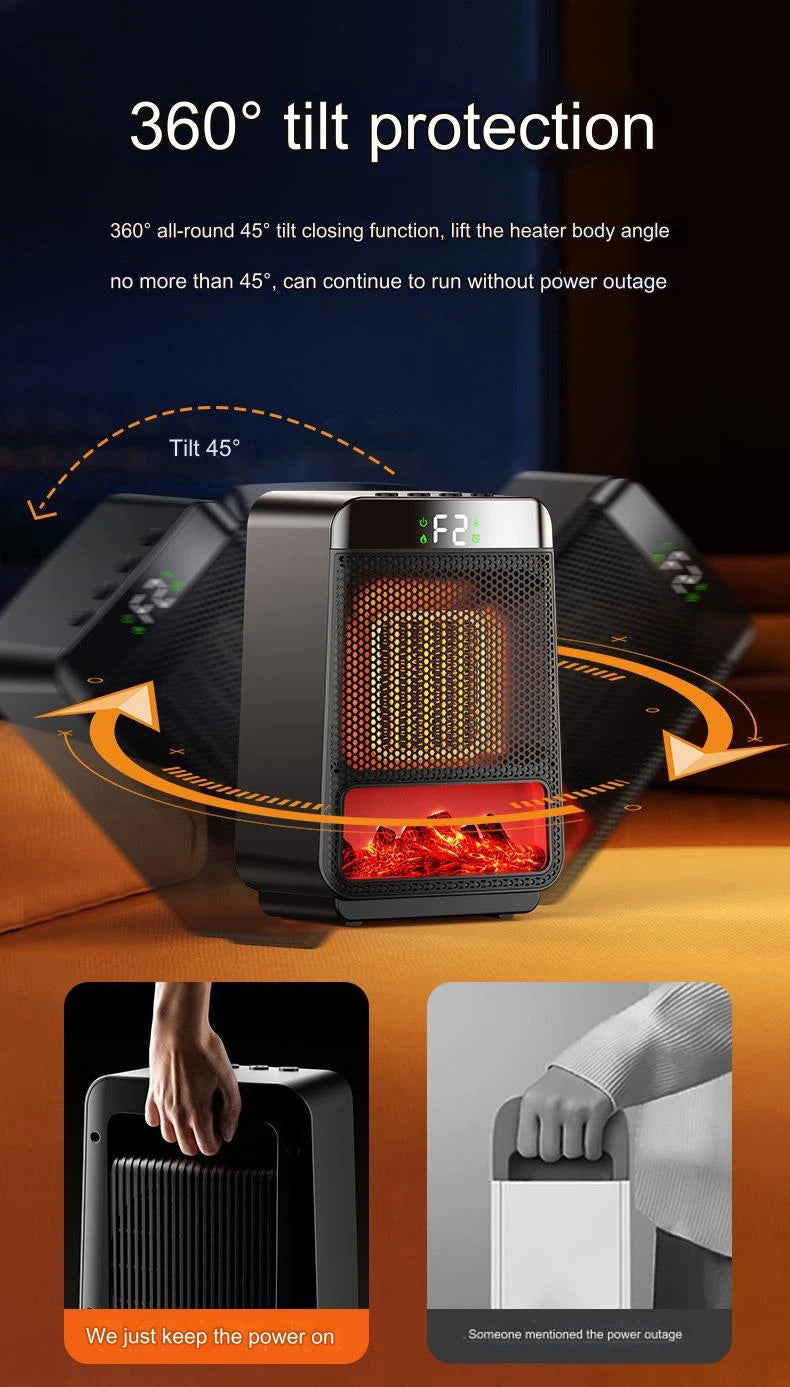 Portable Electric Heater Portable Desktop 1000W PTC Heating Fan Warm Air Blower for Household Office Mini Space Heater