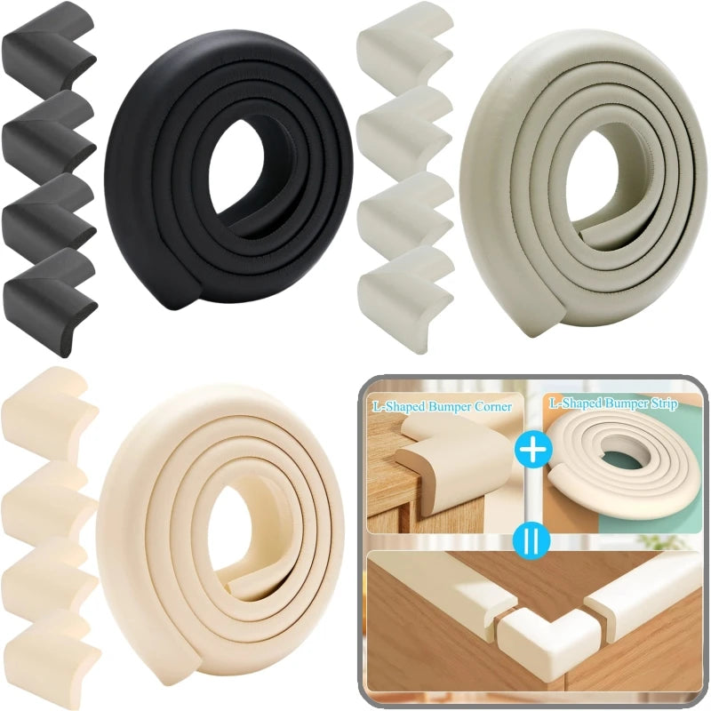 1Roll Baby Safety Table Corner Protector Strip with 4 Self Adhesive Corner Guards Soft NBR Foam Baby Proofing Edge Corner Guards Main image