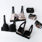 Letter Rhinestone Sports Leopard Sexy Lingerie Set Gathered Push Up Seamless Bra Set Fashion Traceless Thin Fitness Underwear