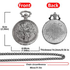 Vintage steampunk handsome dragon group carved quartz pocket watch necklace pendant clock chain men's and women's gifts