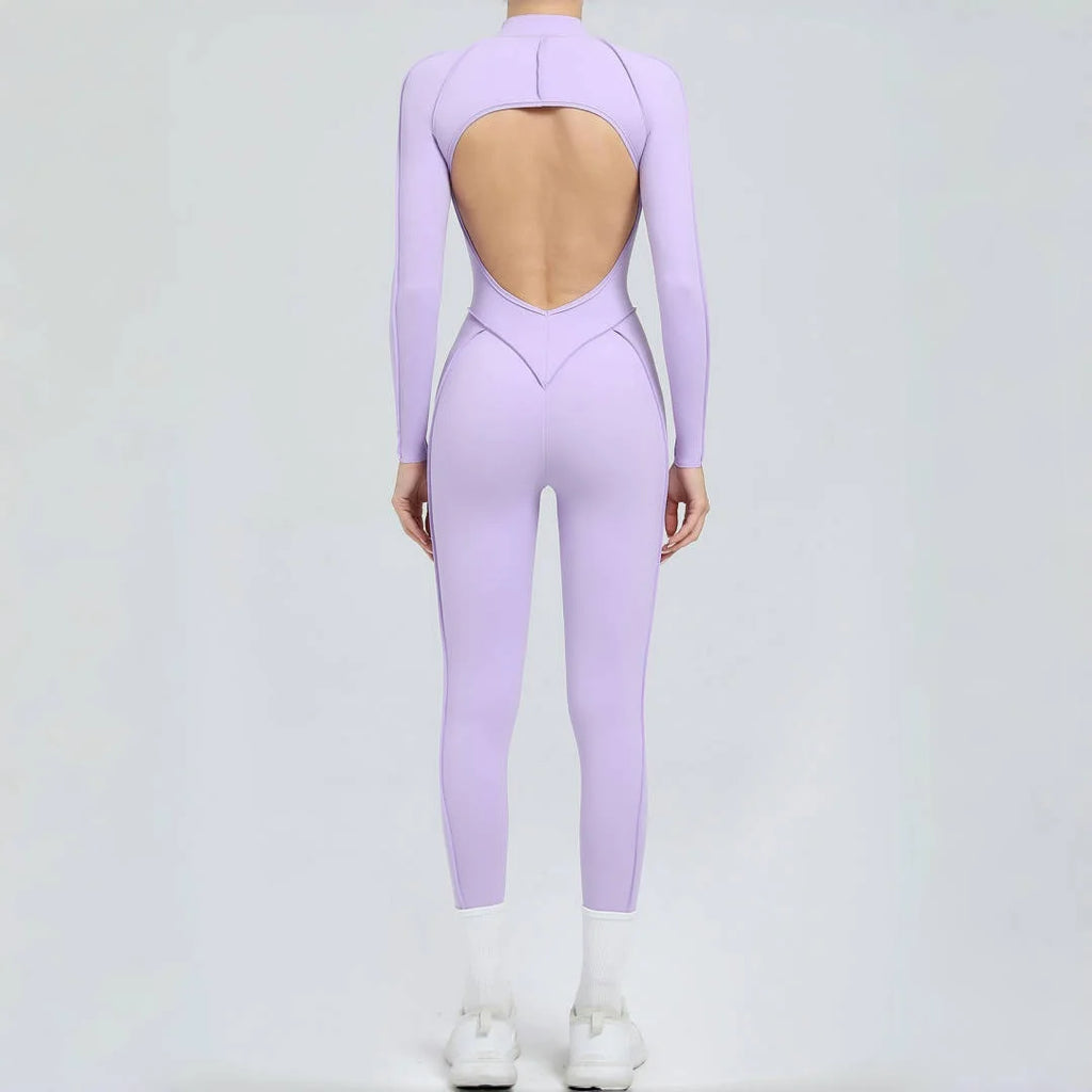 Women's Yoga Jumpsuit Hip Lift Sports Fitness Removable Padding Backless Zipper Leggings One-Piece Running Workout Gym Jumpsuit