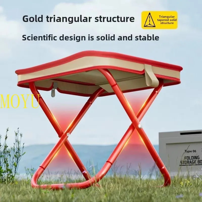 Portable Folding Fishing Chairs Lightweight Iron Alloy Frame Foldable Outdoor Camping Picnic Bench Handbag Compact Durable Stool Ürün ana görseli