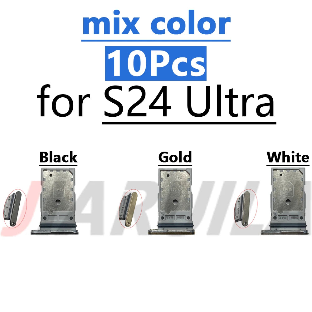 10Pcs mix color SIM SD Dual Card Phone Card Tray Holder Adapter For Samsung S23 S24 S25 Plus S23 Ultra Sim Card Drawer Slot Tray