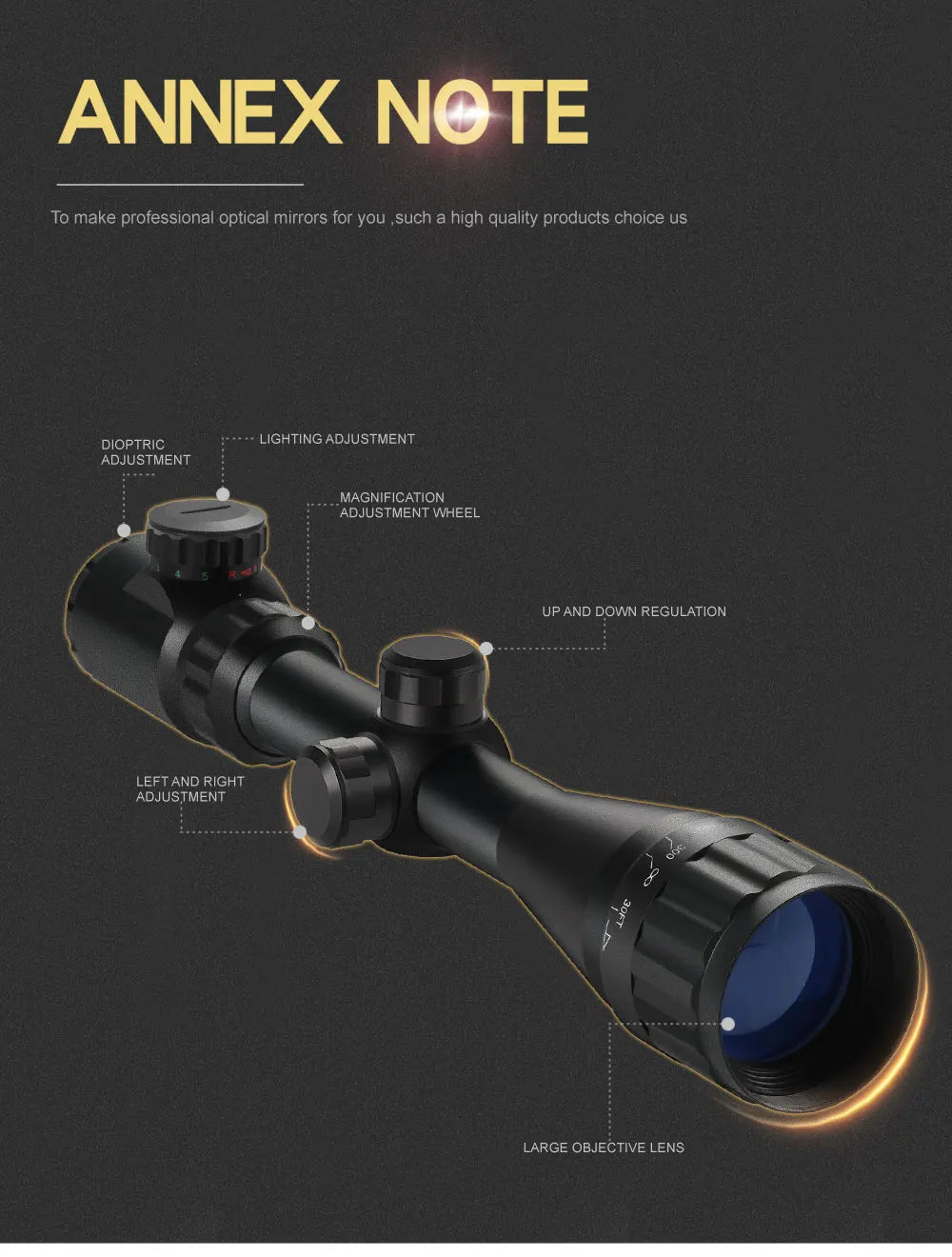 4-16X40 AOEG Scopes Red and Green Illuminated Hunting Scopes Tactical Optical Scope Airsoft Sight