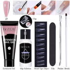 LILYCUTE 15ml Extension Gel Nail Polish Set Quick Nail Prolong With Extend Mold Nail Tips Acrylic Solution Manicure Tools Kit